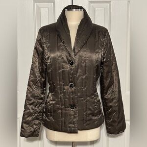 Chico’s Quilted Satin Jacket Green Large